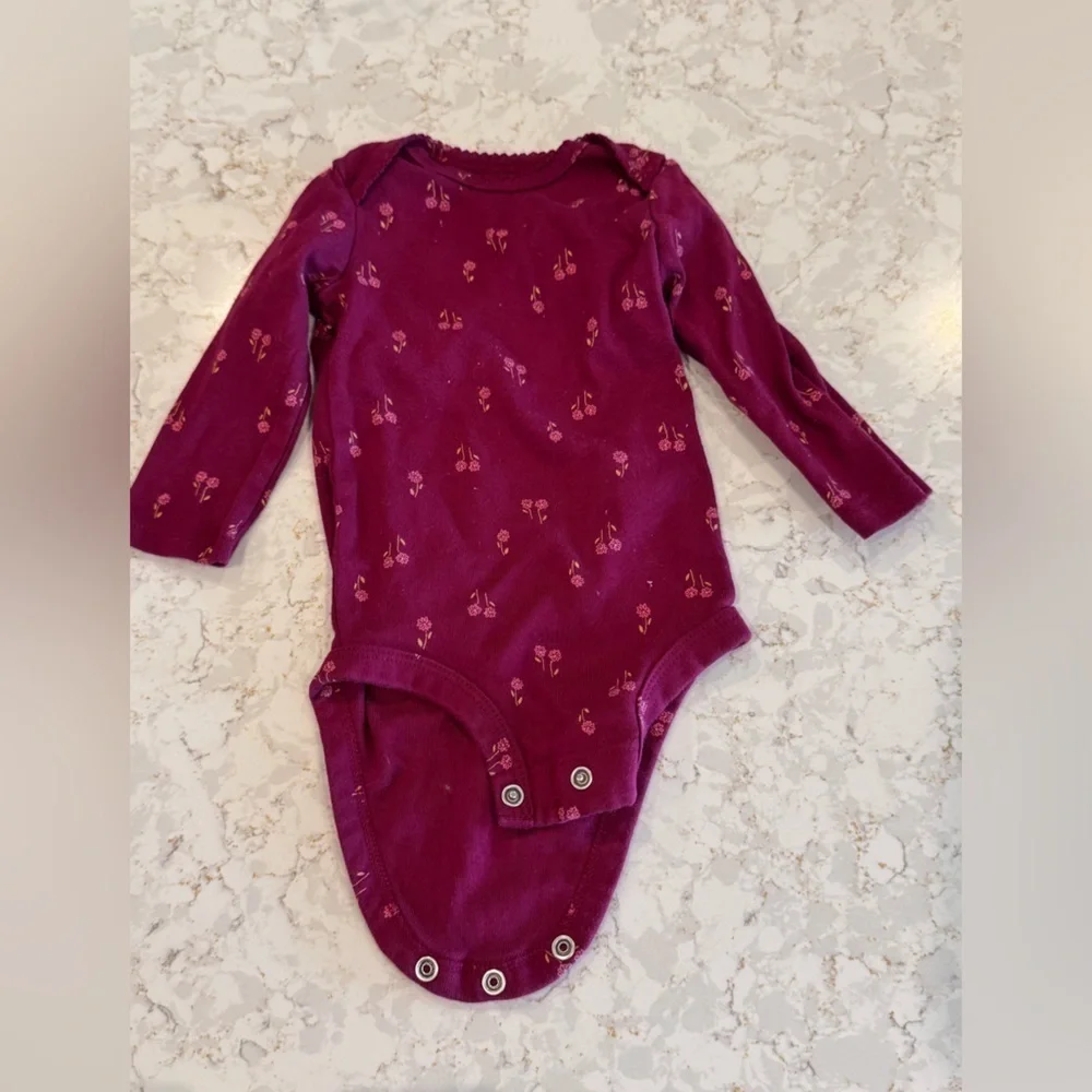 Floral and Solid Pink Baby Onesie Set - 3-6Months Carters